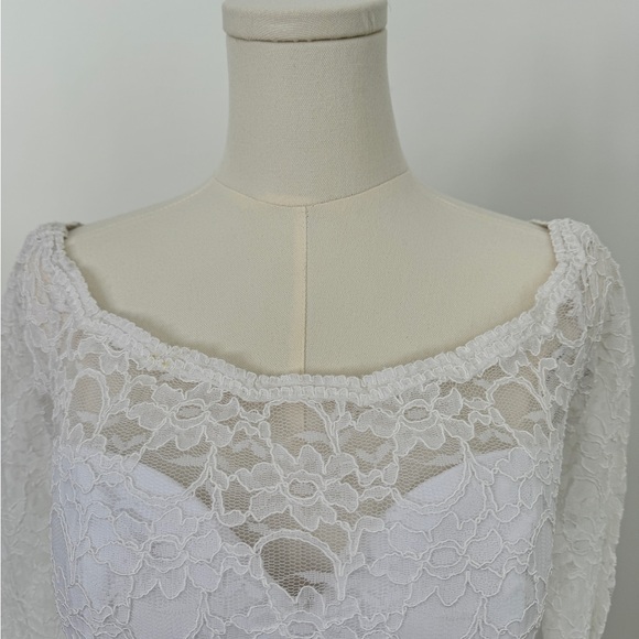 Mori Lee Lace Long Sleeve Wedding Dress, Size 10, A-Line - Picture 7 of 8